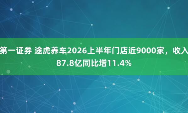 第一证券 途虎养车2026上半年门店近9000家,收入87.8亿同比增11.4%